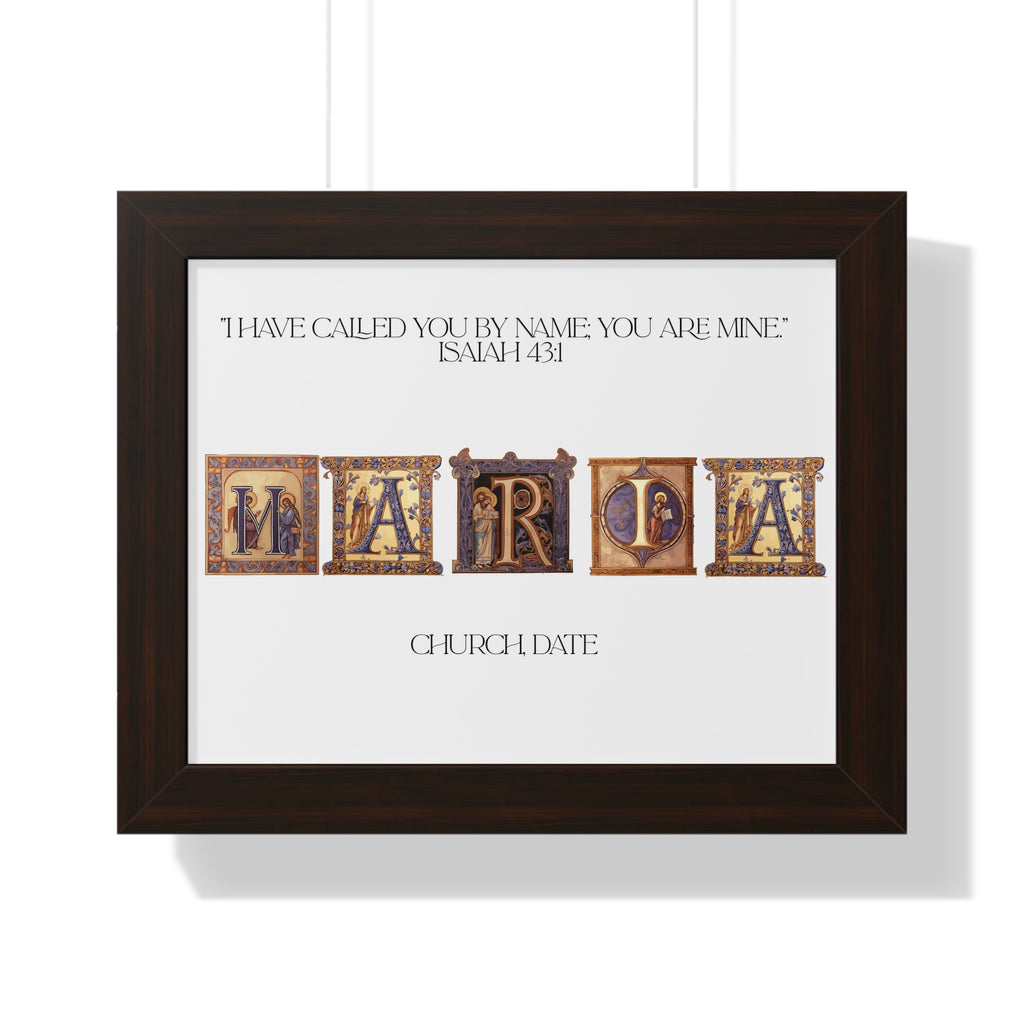 Framed Catholic Baptism Gift Personalized Gifts Custom Name, Church & Date Print | Religious Keepsake | Baby Christening Gift | Christian Home Decor
