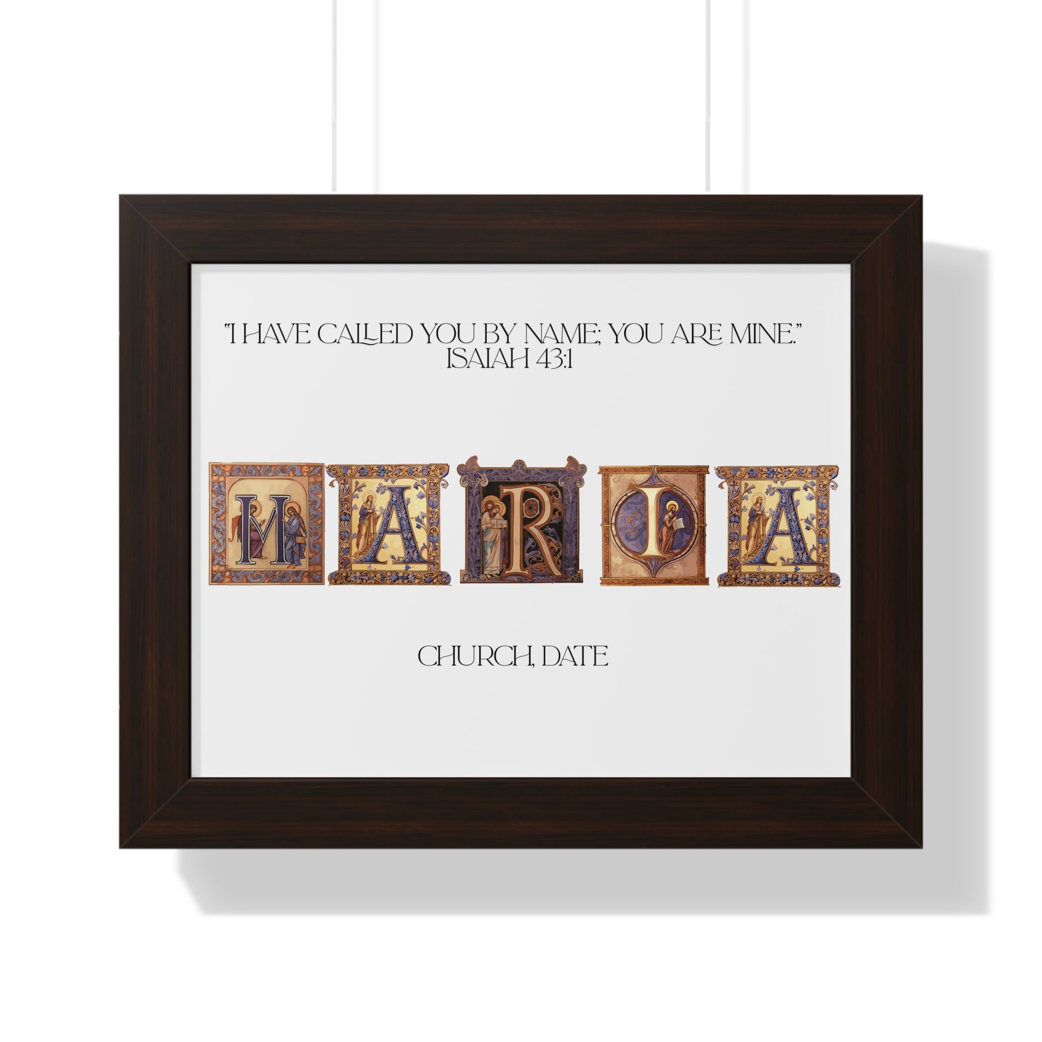 Framed Catholic Baptism Gift Personalized Gifts Custom Name, Church & Date Print | Religious Keepsake | Baby Christening Gift | Christian Home Decor