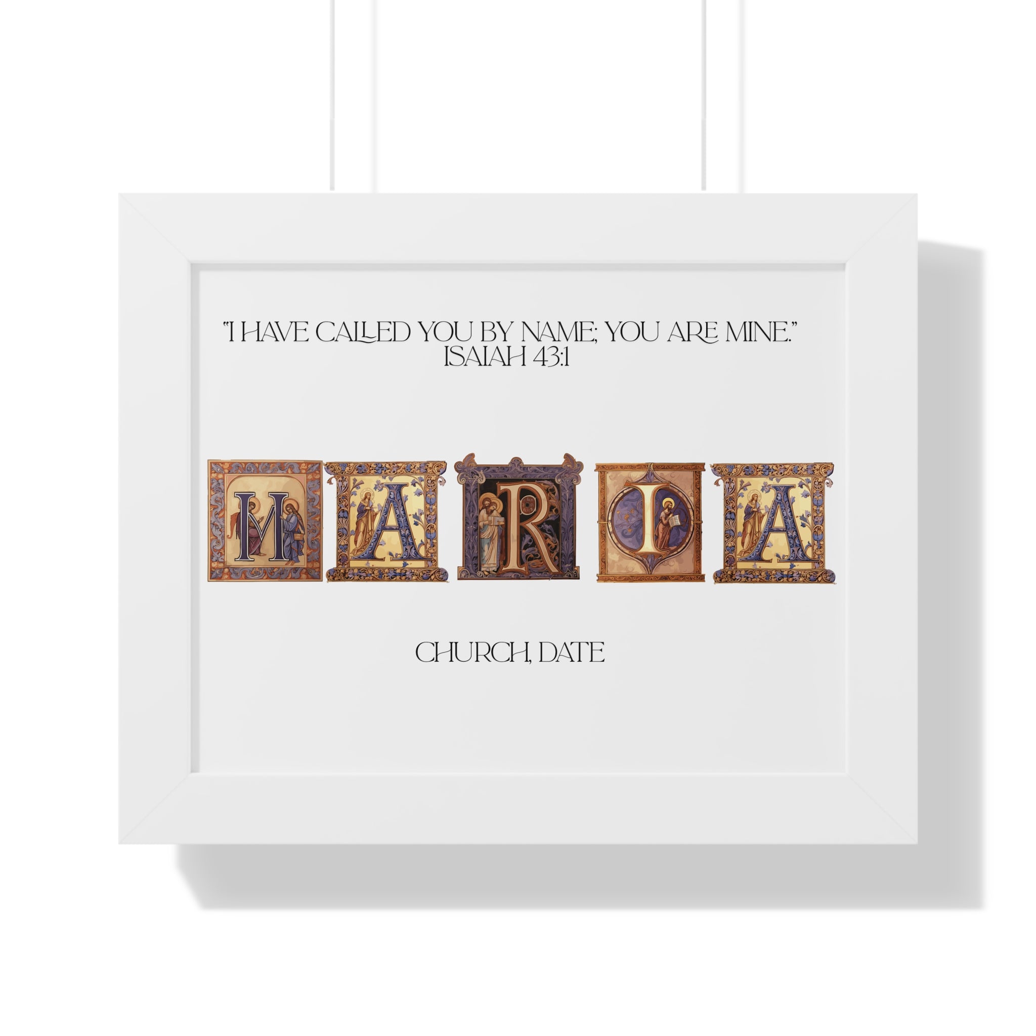 Framed Catholic Baptism Gift Personalized Gifts Custom Name, Church & Date Print | Religious Keepsake | Baby Christening Gift | Christian Home Decor