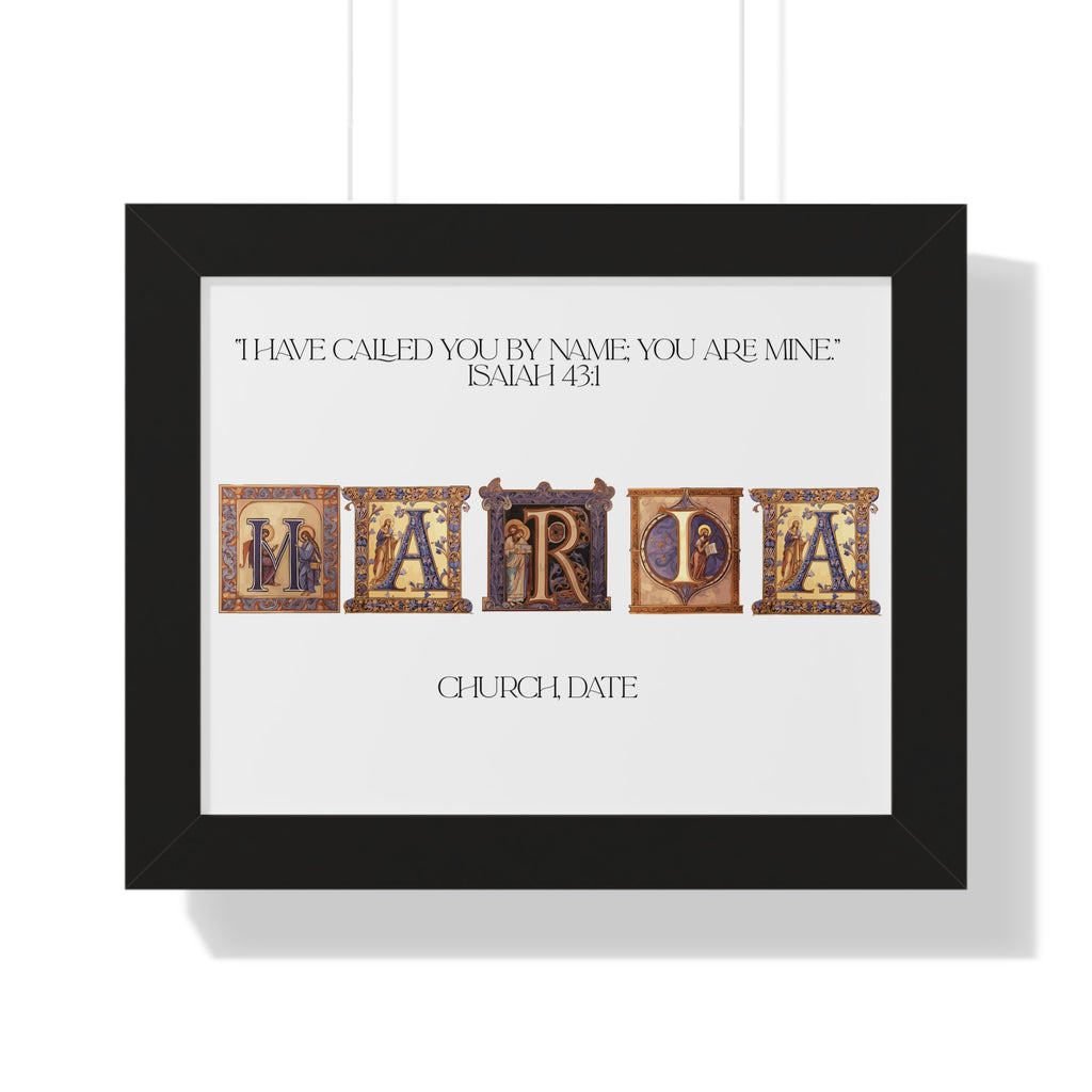 Framed Catholic Baptism Gift Personalized Gifts Custom Name, Church & Date Print | Religious Keepsake | Baby Christening Gift | Christian Home Decor