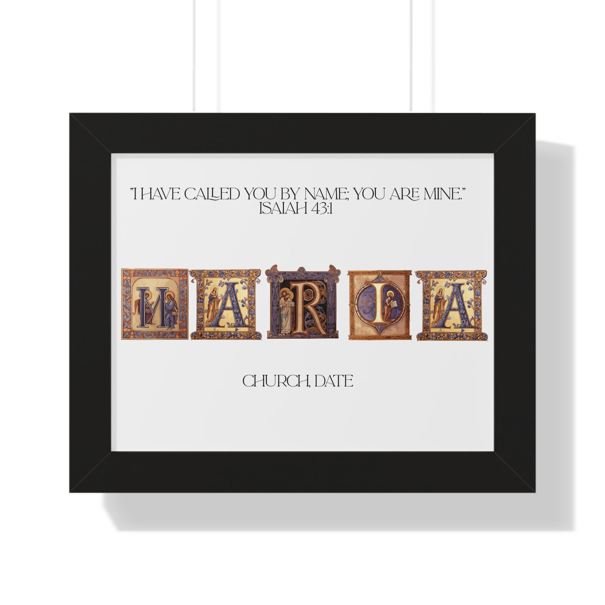 Framed Catholic Baptism Gift Personalized Gifts Custom Name, Church & Date Print | Religious Keepsake | Baby Christening Gift | Christian Home Decor