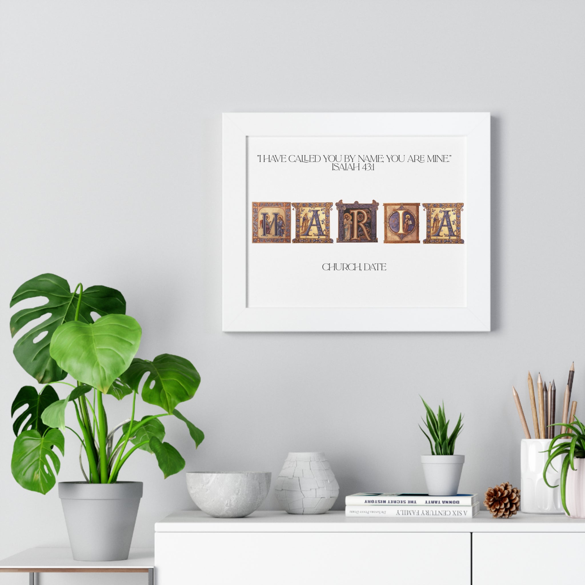 Framed Catholic Baptism Gift Personalized Gifts Custom Name, Church & Date Print | Religious Keepsake | Baby Christening Gift | Christian Home Decor