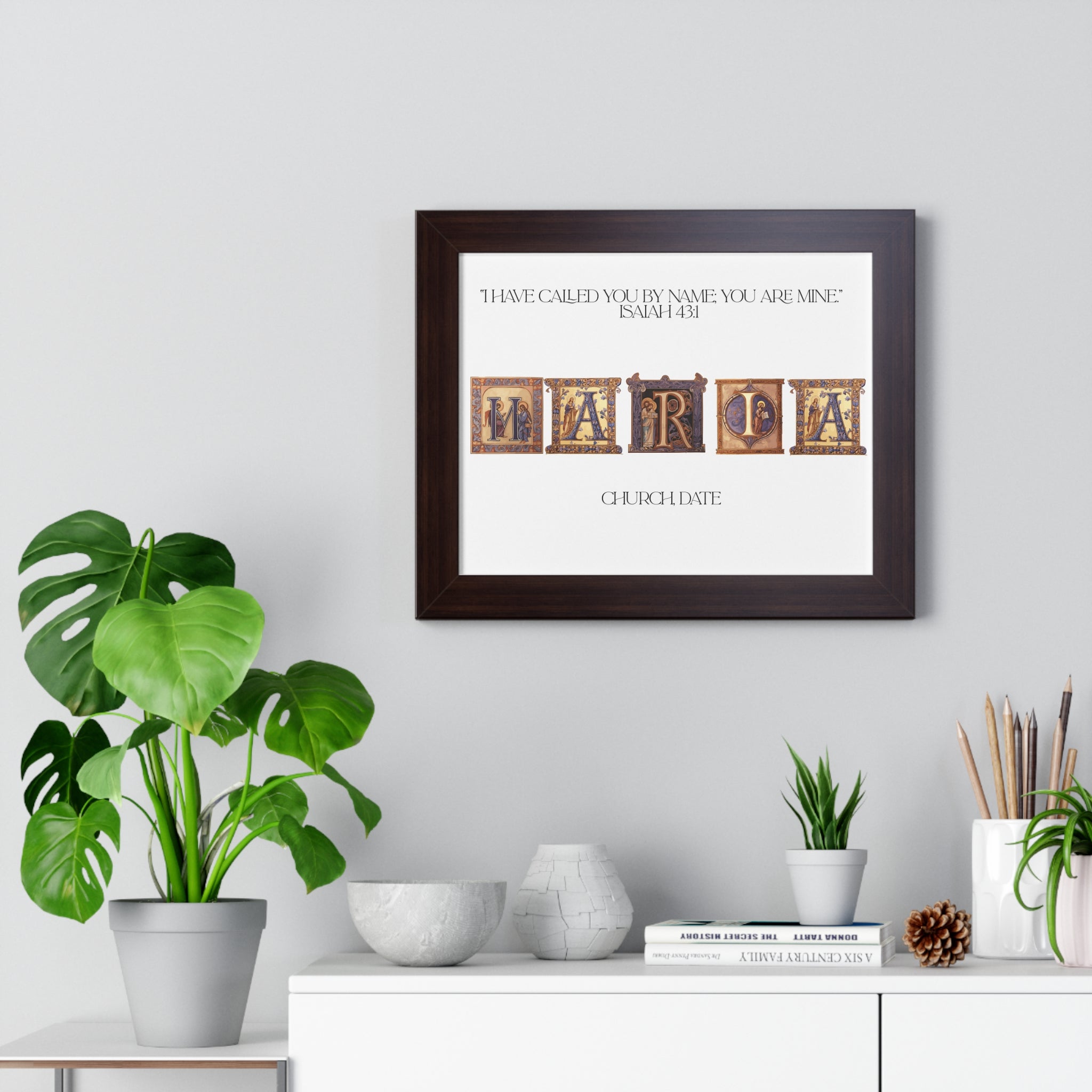 Framed Catholic Baptism Gift Personalized Gifts Custom Name, Church & Date Print | Religious Keepsake | Baby Christening Gift | Christian Home Decor